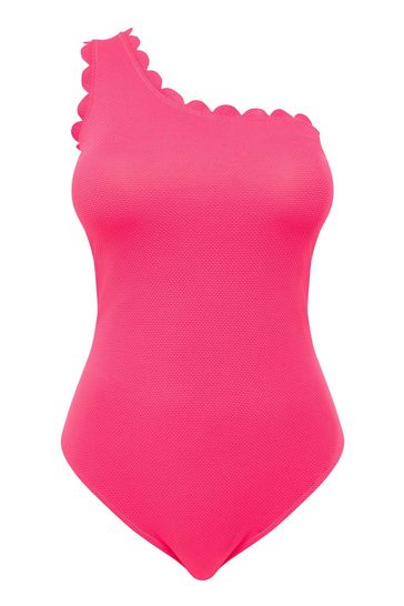 Hot pink one hot sale shoulder swimsuit