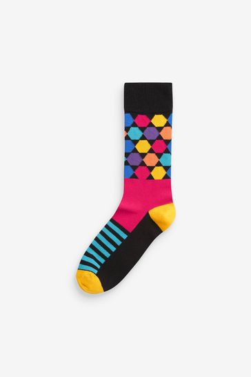 Buy Black Bright Geo 8 Pack Pattern Socks from Next Germany