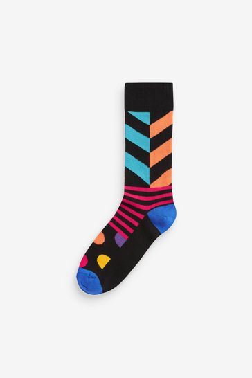 Buy Black Bright Geo 8 Pack Pattern Socks from Next Germany