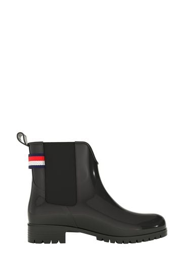 Tommy Hilfiger Black Ankle Rain Boots