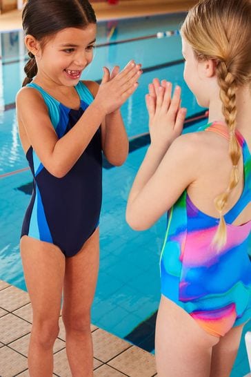 Pink and blue swimsuit discount