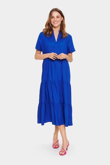 Saint Tropez Blue Eda Short Sleeve Maxi Dress