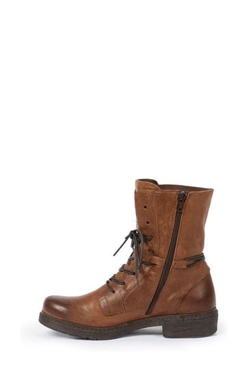 Replay Clutch Mens Biker Boot in Dark Brown | Leather Lace Up Boots