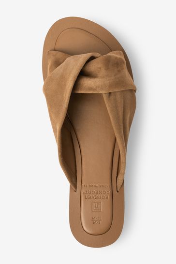 Tan leather slide sandals 2025