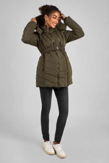 JoJo Maman Bébé Khaki 2-in-1 Maternity Puffer Jacket