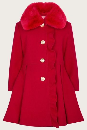 Monsoon Red Ruffle Smart Coat