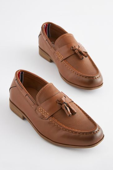 Tan Tassel Wide Fit (G) Smart Tassel Detail Loafers