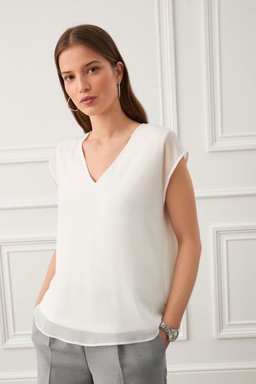 White chiffon vest cheap