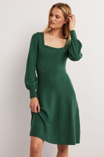 Buy Boden Green Square Neck Knitted Dress from Next Luxembourg