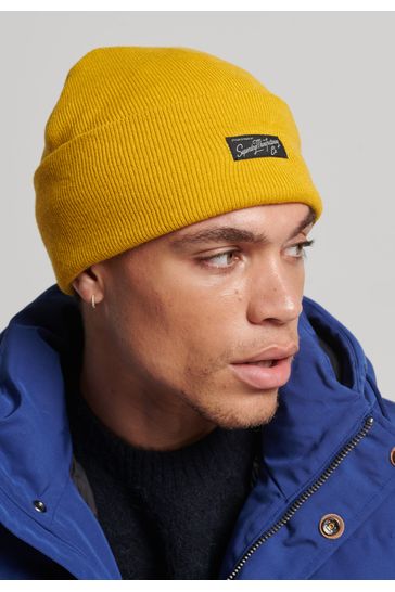 Superdry mustard yellow Essential Logo Beanie