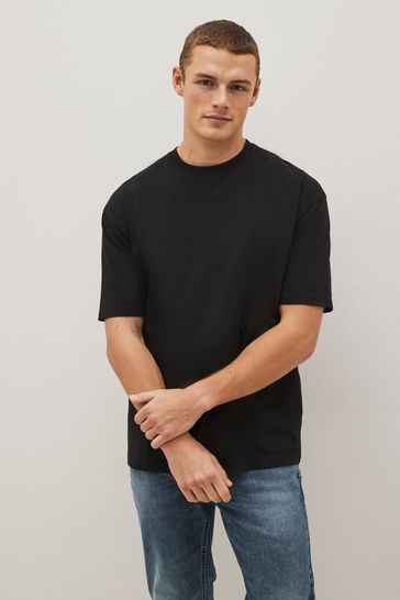 Buy Black Relaxed Essential Crew Neck T Shirt from Next Luxembourg