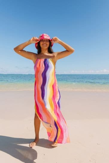 Sundress Pink Grace Viscose Dress In Marbella Mix Rainbow