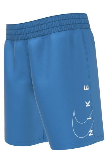 Nike Blue Little Kids 5 Inch Volley Split Logo Swim Shorts