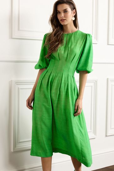 Buy Green Pintuck Midi Dress from Next Luxembourg