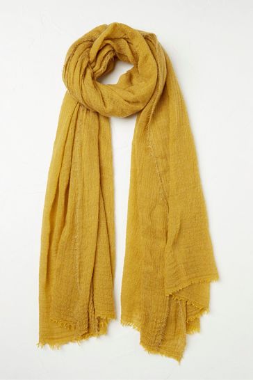 FatFace Yellow Plain Crinkle Scarf