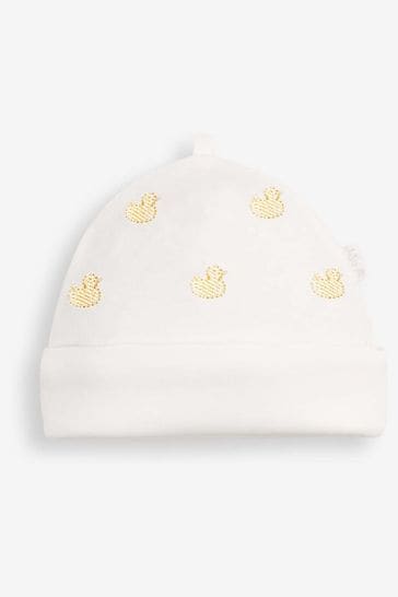 JoJo Maman Bébé Yellow Duck Embroidered Baby Hat