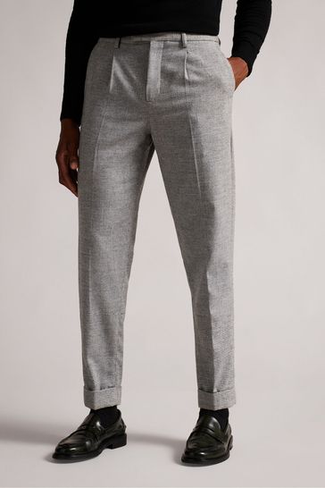 Ted Baker Grey Granyte Halden Fit Dogtooth Trousers