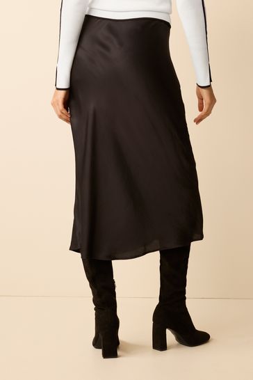 Satin midi skirt black cheap