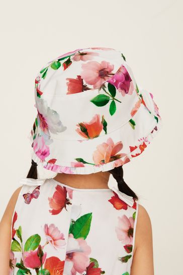 Baker by Ted Baker White Floral Print Bucket Hat