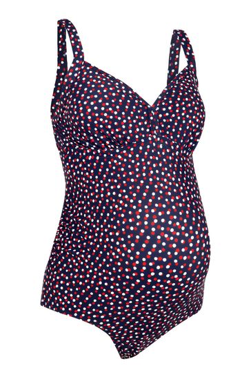 Navy spot swimsuit sales