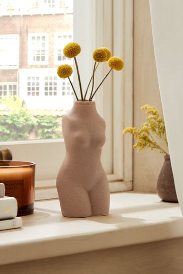 Tan Brown Silhouette Small Ceramic Vase