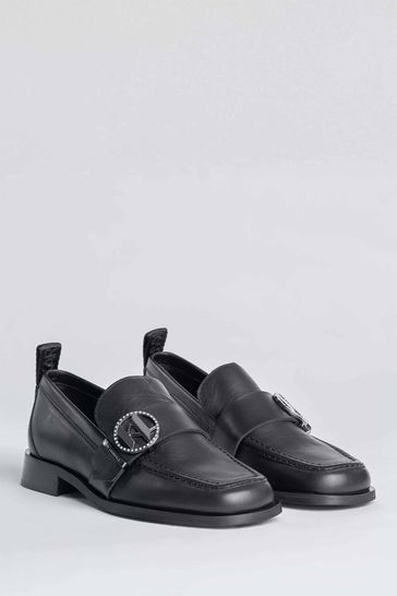Karl Lagerfeld Mokassino Leather Brooch Loafers