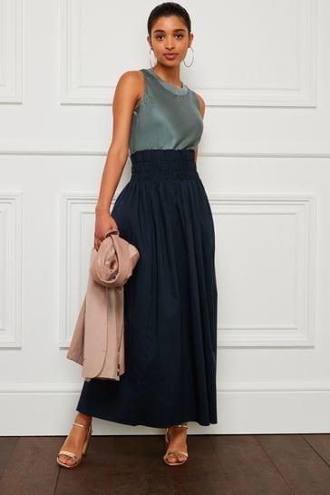 Buy Navy Blue Elasticated Waist Midi Skirt from Next Germany