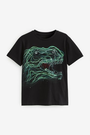 Black Dinosaur Short Sleeve Graphic T-Shirt (3-16yrs)