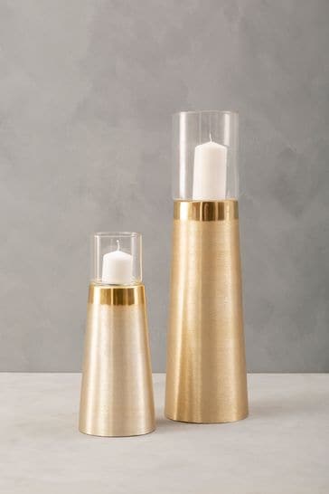 Fifty Five South Brush Gold Pillar Candle Holder