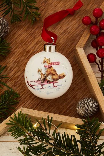 Wrendale White Royal Worcester The Sleigh Ride Bauble