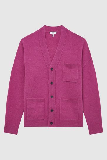 Buy Reiss Cerise Andrews Merino Wool Cardigan from Next Luxembourg