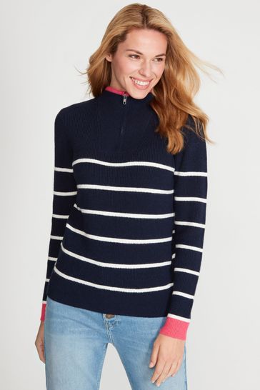 Khost Blue Quarter Zip Stripe Jumper