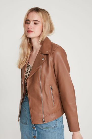 all saints tan leather jacket