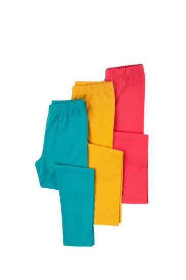 Frugi Organic Cotton Leggings 3 Pack - Pink/Blue/Yellow