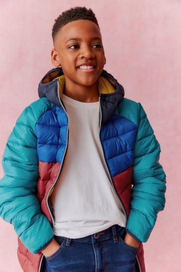 Red Blue Quilted Midweight Hooded Coat 3 17yrs