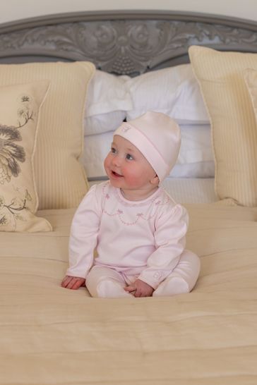 Emile Et Rose Pink All In One With Embroidered Neck Lace And Hat Set