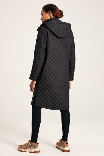Joules black sales quilted coat