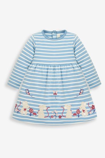 JoJo Maman Bébé Blue Mouse Applique Dress