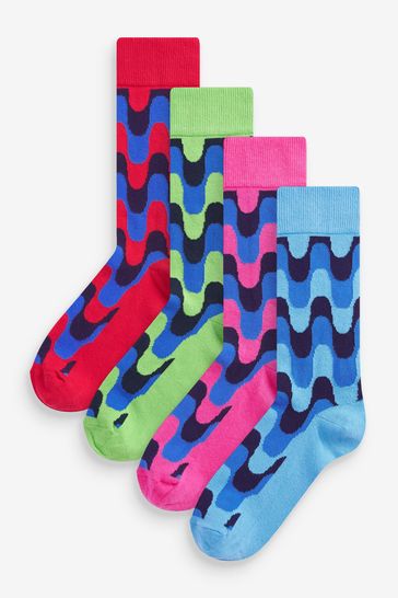 Bright Wave 4 Pack Pattern Socks