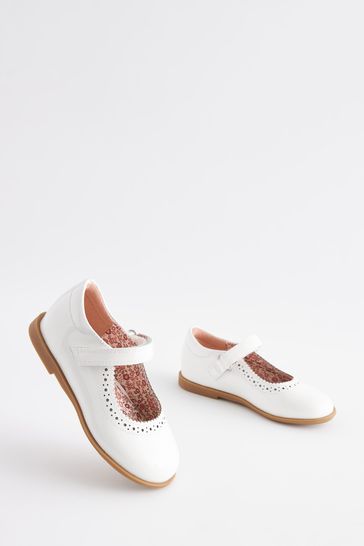 Buy White Patent Leather Standard Fit F Brogue Mary Jane Shoes