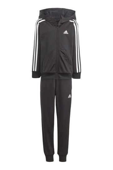 adidas Black Sportswear Essentials 3-Stripes Shiny Tracksuit