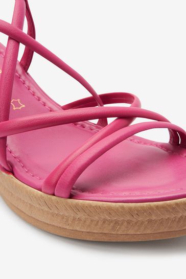 Pink strappy best sale wedges