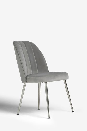 Buy Set of 2 Soft Velvet Mid Grey Brushed Chrome Leg Stella Non