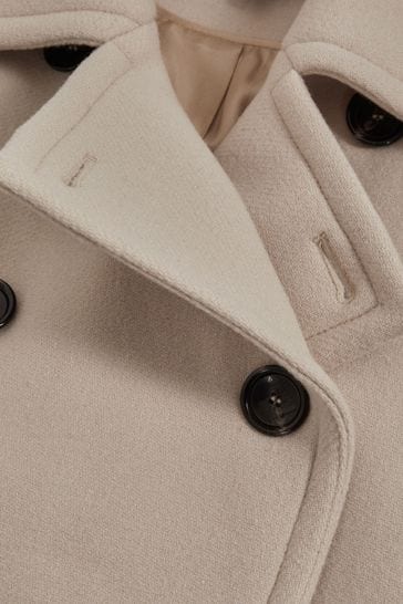 Reiss Stone Maisie Wool Blend Double Breasted Coat