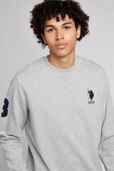 Buy U.S. Polo Assn. Mens Vintage Grey Heather Crew Sweatshirt from