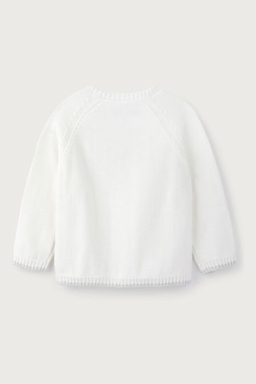 Buy The White Company Organic Cotton Cable White Cardigan from