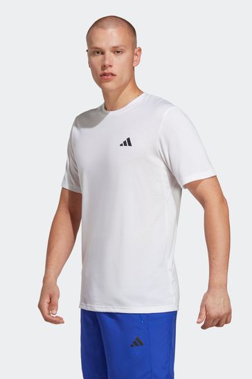 Adidas white blue t shirt hotsell