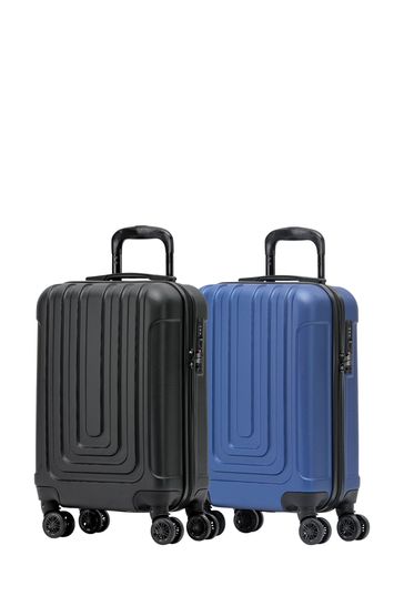 Flight Knight Easy Jet Hard Shell Cabin Carry On Case Suitcase 55x35x20cm Set Of 2