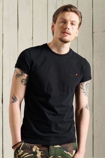 Superdry Black Organic Cotton Vintage Embroidered T-Shirt