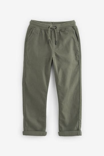 Khaki Green Regular Fit Rib Waist Pull-On Trousers (3-16yrs)